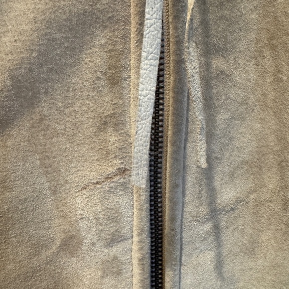 Jones New York Sport Shearling Jacket L Tan Faux Fur Trim Zip Front - Picture 3 of 9